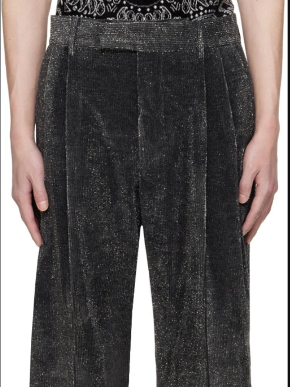 New With Tags AMIRI Double-Pleated Shimmer Pants - Dark Grey - Size 52 (US 36)